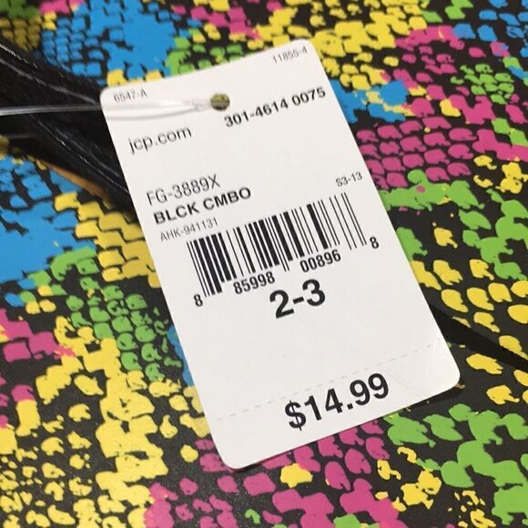 NWT Total Girl JCPENNEY black neon colored flip flops size 2-3 - Picture 6 of 6